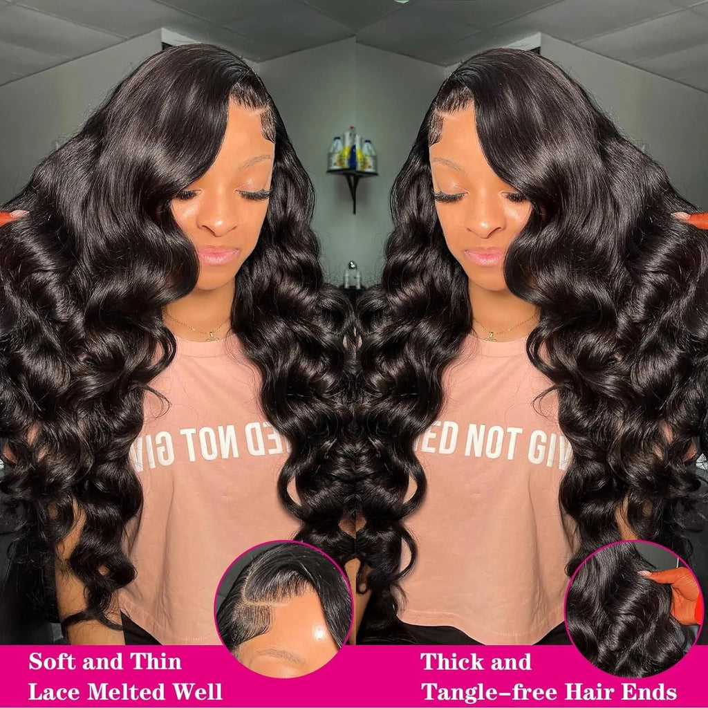 Black medium-long curly synthetic full-head wig with natural wave pattern