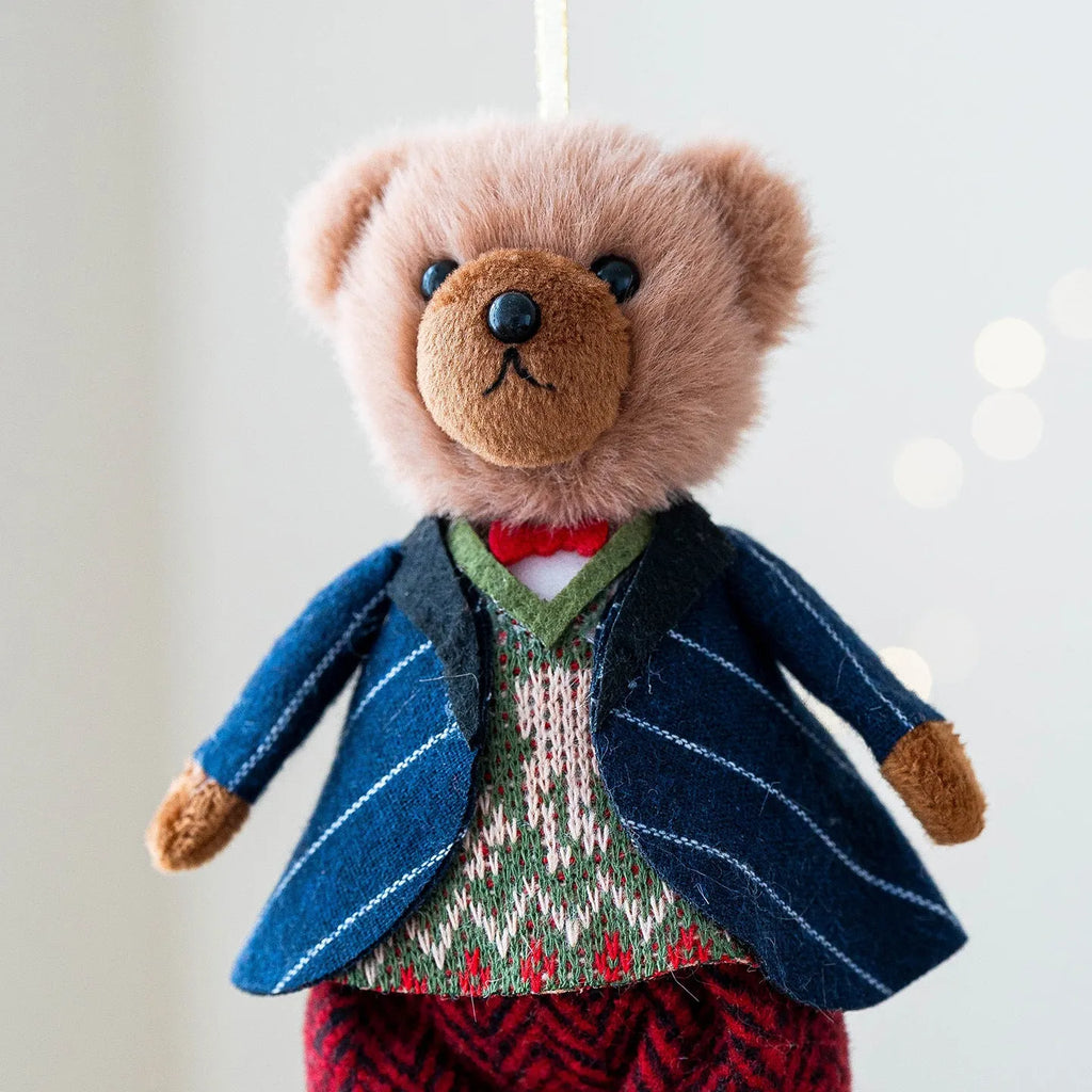 Cotton suit plaid cartoon plush bear doll in gentleman or princess bear style