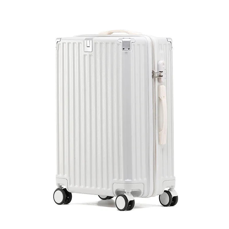 Aluminium frame ABS PC trolley case in avocado green with universal wheels and a USB port.