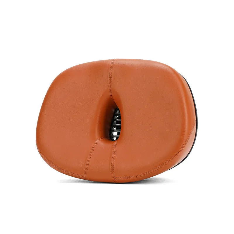 Thickened plus size bicycle saddle with PU pattern in red, grey, or light brown colours