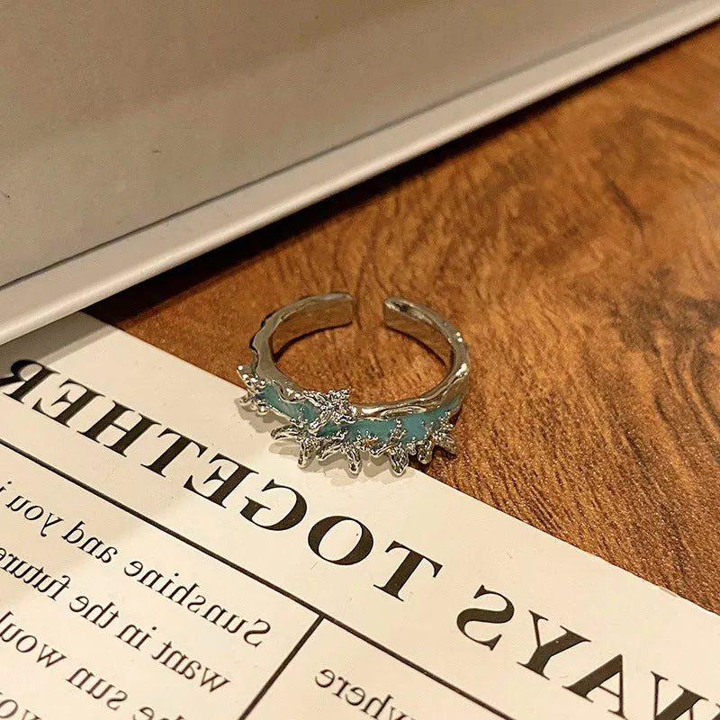 Copper Chinese butterfly women's ring showing creative design with oil dripping treatment finish