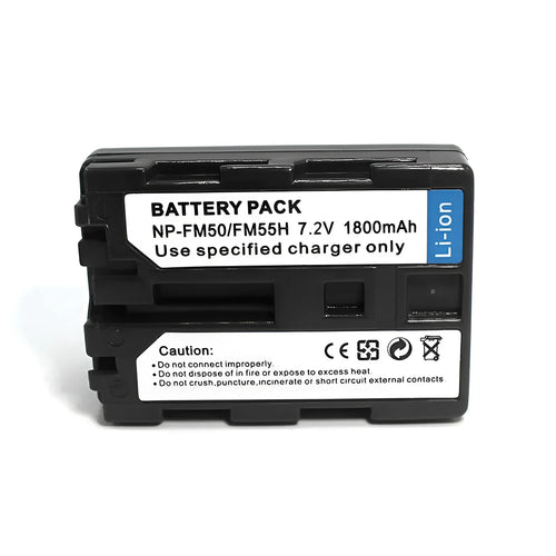 Black Sony NP-FM50 compatible charging set with battery and charger