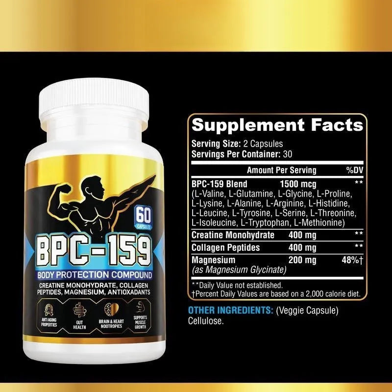 A single bottle of body energy supplement capsules on a plain background.