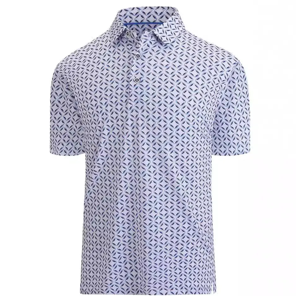 Men's 3D printed short sleeve t-shirt in Japanese retro style with zipper detail on mesh fabric.