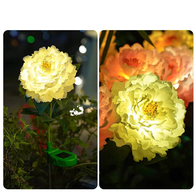 Solar landscape lamp peony simulation IP65 LED 730mm pink light yellow jade white