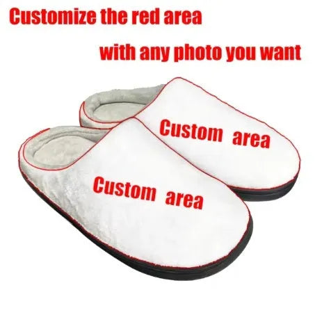 Pattern printed cotton slippers with flannel lining, shown in a customisable colour with soft TPR soles.