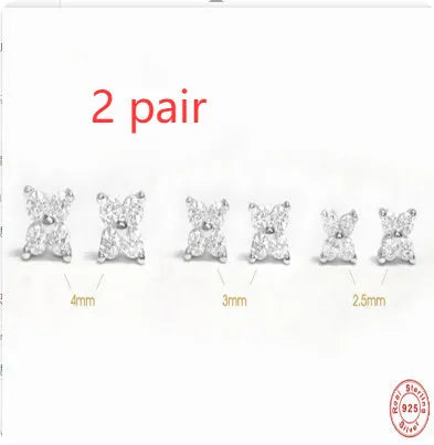S925 sterling silver crystal flower stud earrings with petal design in gold or platinum plating