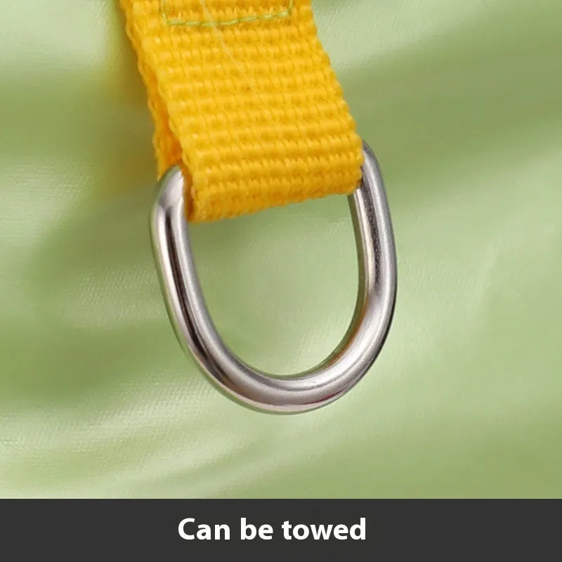 Green four-legged dog cotton coat showing waterproof windproof pet clothing design