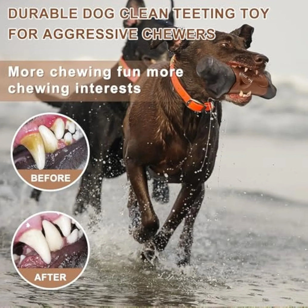 Branch-shaped durable nylon dog chew toy for large dogs with a squeaker and bacon flavour