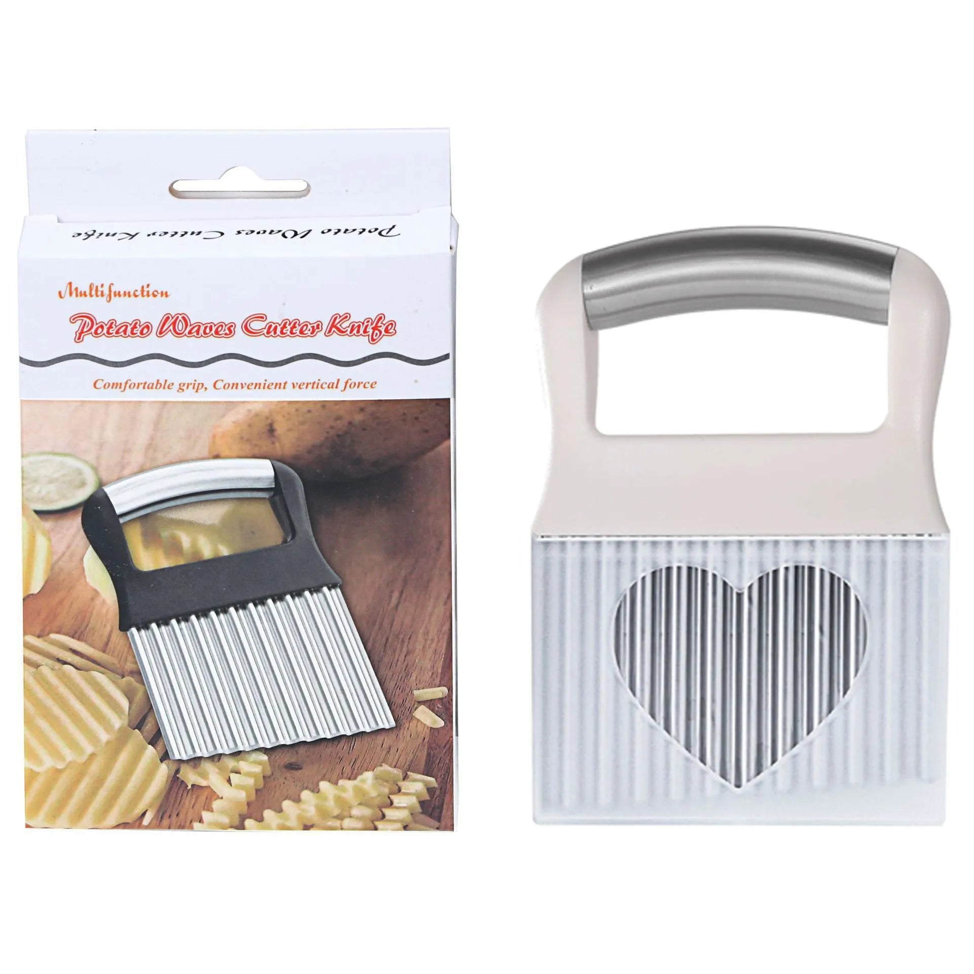14cm by 9cm stainless steel potato wave knife with alloy handle in black or white