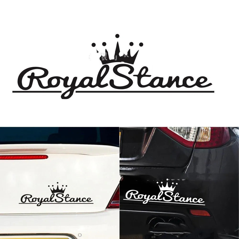 Reflective crown-shaped car sticker on vinyl sheet showing black, white, and colour options.