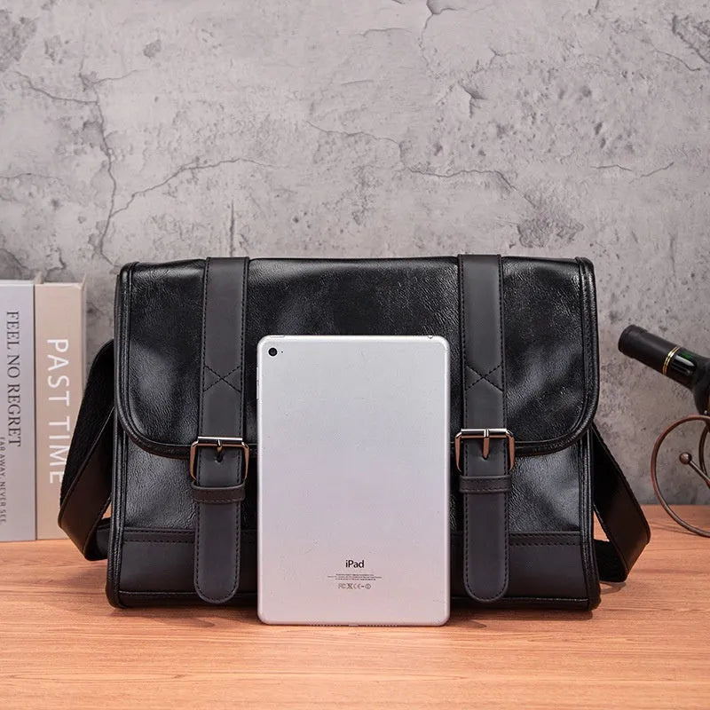 Black Korean style commuter backpack with anti-theft features and sewing thread detailing