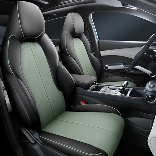 BYD Yuan PLUS car seat cushion cover shown in adventure green colour.