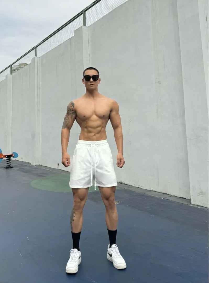 Men's ice silk quick-drying double-layer shorts in nylon fabric, multiple colour options