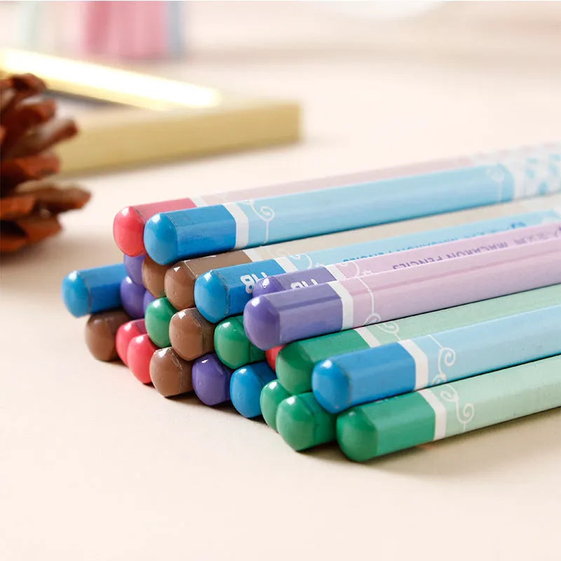 Basswood six-angle thermal transfer pencil with HB refill, shown in bulk packaging of 50 barrels.