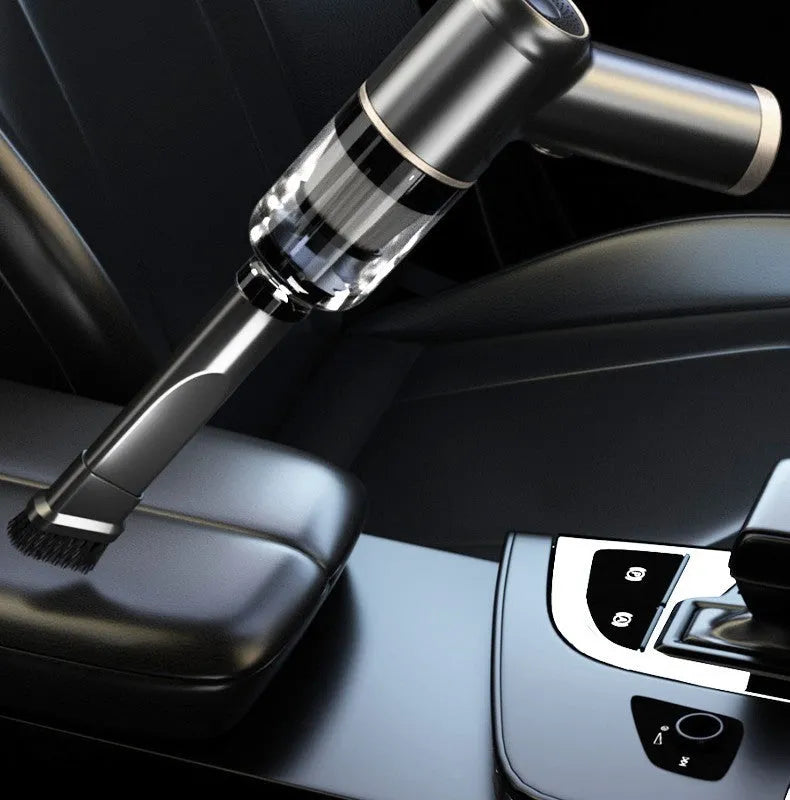 Black wireless handheld vacuum cleaner with multiple nozzles for car and home cleaning