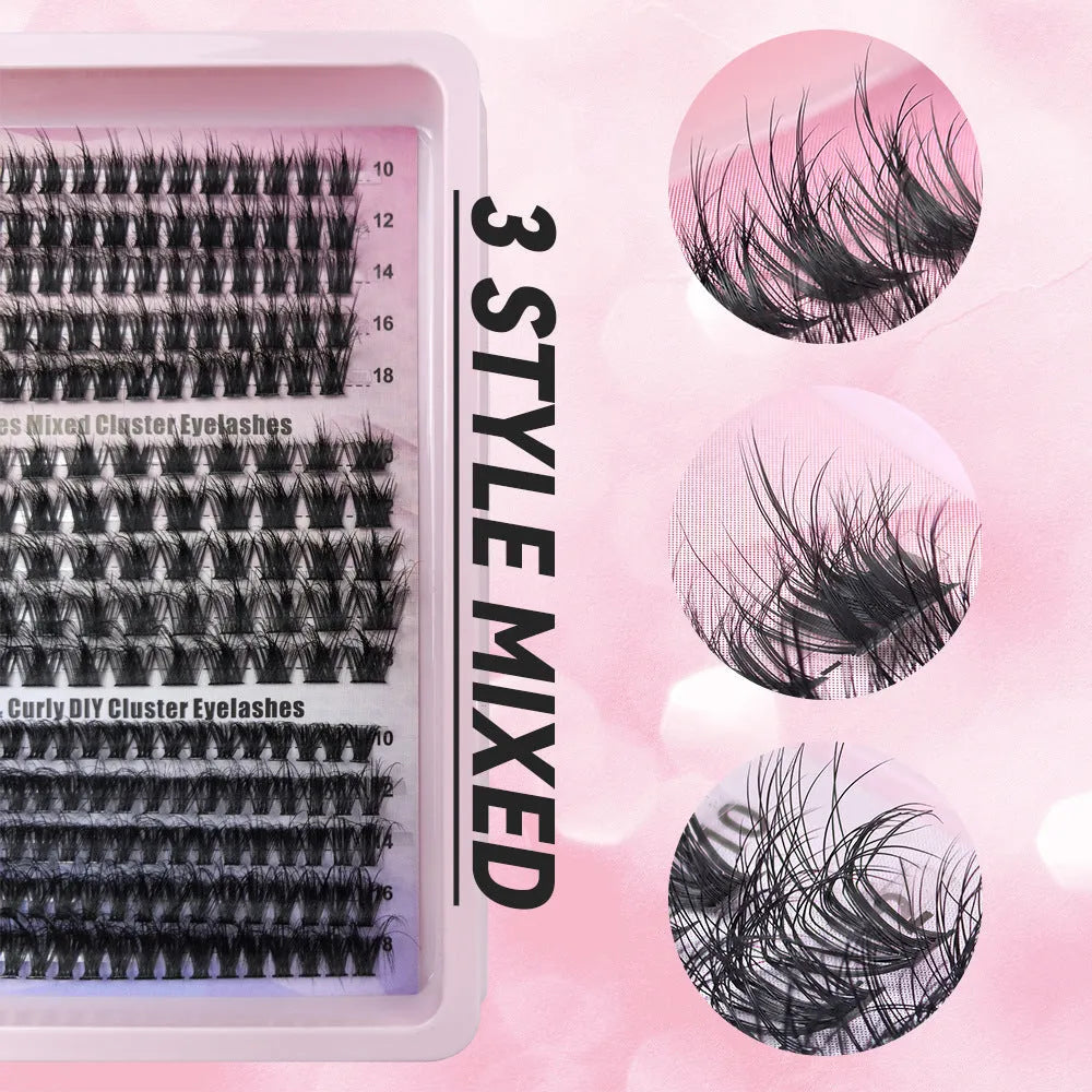 Large capacity false eyelashes box containing mixed messy style lashes with storage dimensions 13.7cm wide