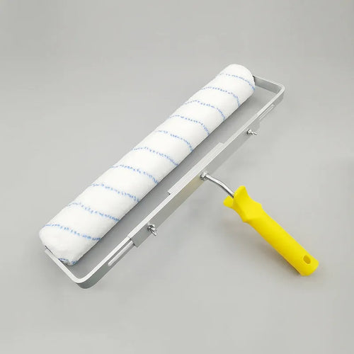 18-inch paint roller with extension handle and three brush heads in different hair lengths for wall painting