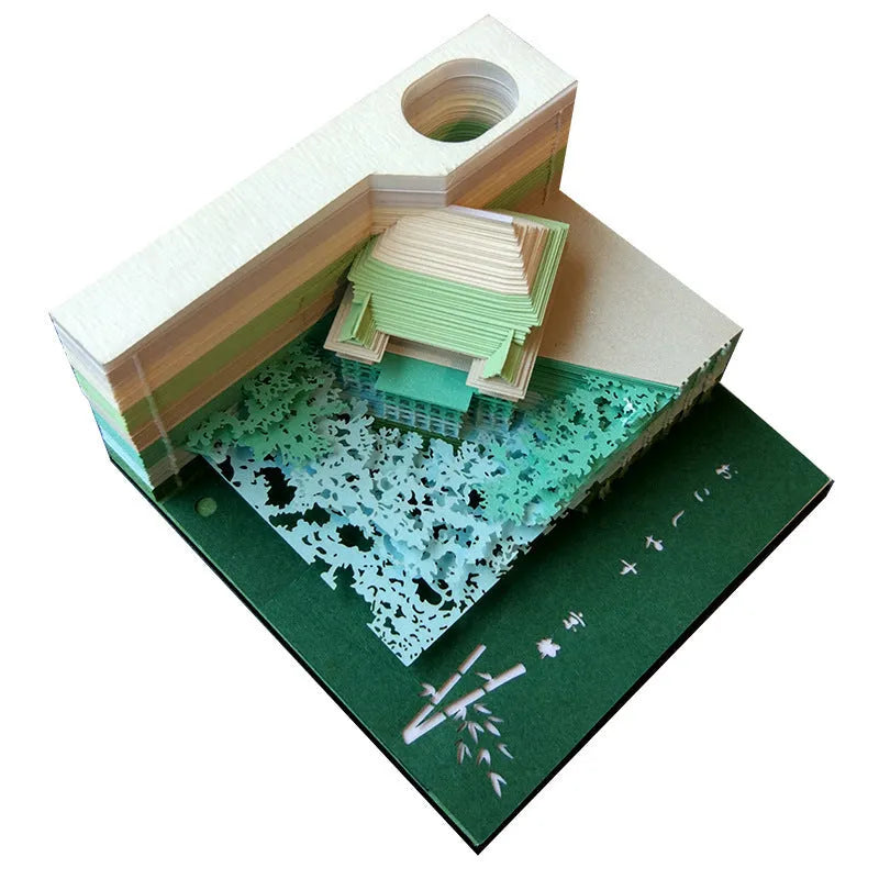 3D sticky note paper carving notepad with tear-off pages and decorative ornament design