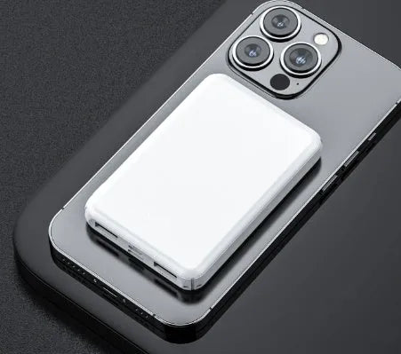 Black and white electric heating vest power bank with dimensions 97x64x14mm.