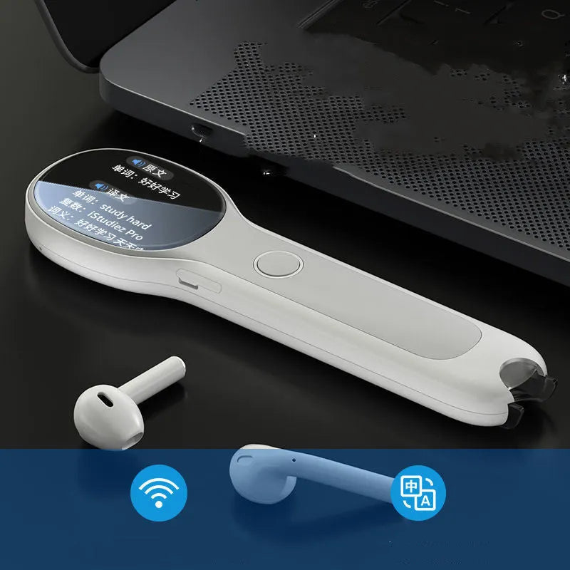 White ABS reading pen for English learning and Chinese translation with USB charging cable