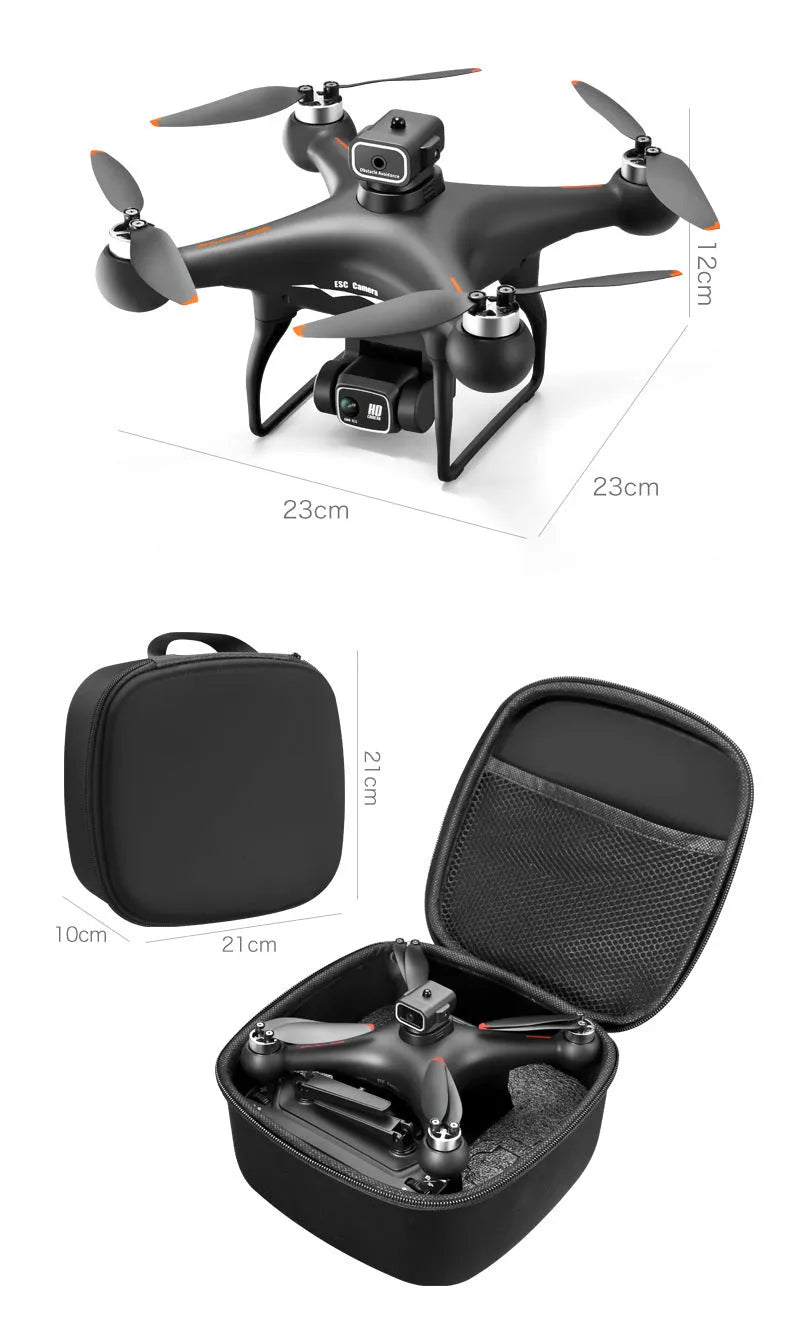 S116 black brushless UAV drone with four-side obstacle avoidance and dual HD cameras