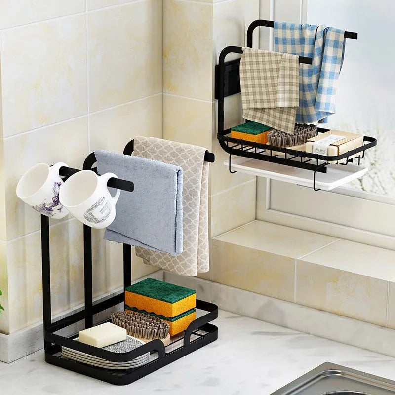 Foldable plastic kitchen storage rack for drying rags in a new Chinese style