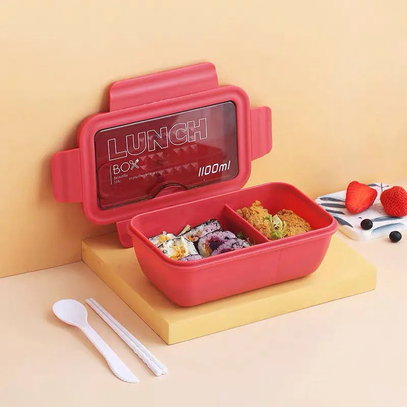 Green four-layer partitioned bento lunch box with Nordic design