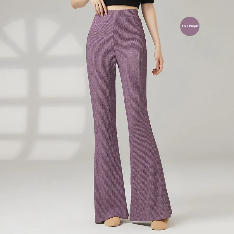 Women's solid colour polyester dance practice pants for classical training in beige apricot
