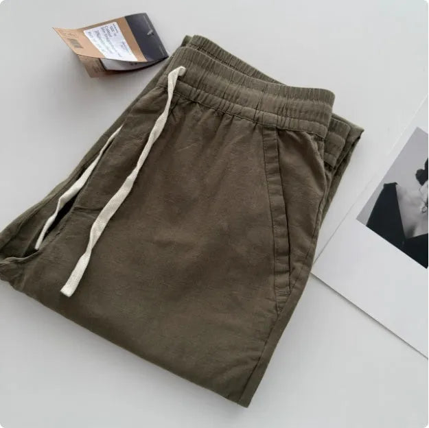 Men's loose fit straight-leg casual pants with drawstring waist in various colours