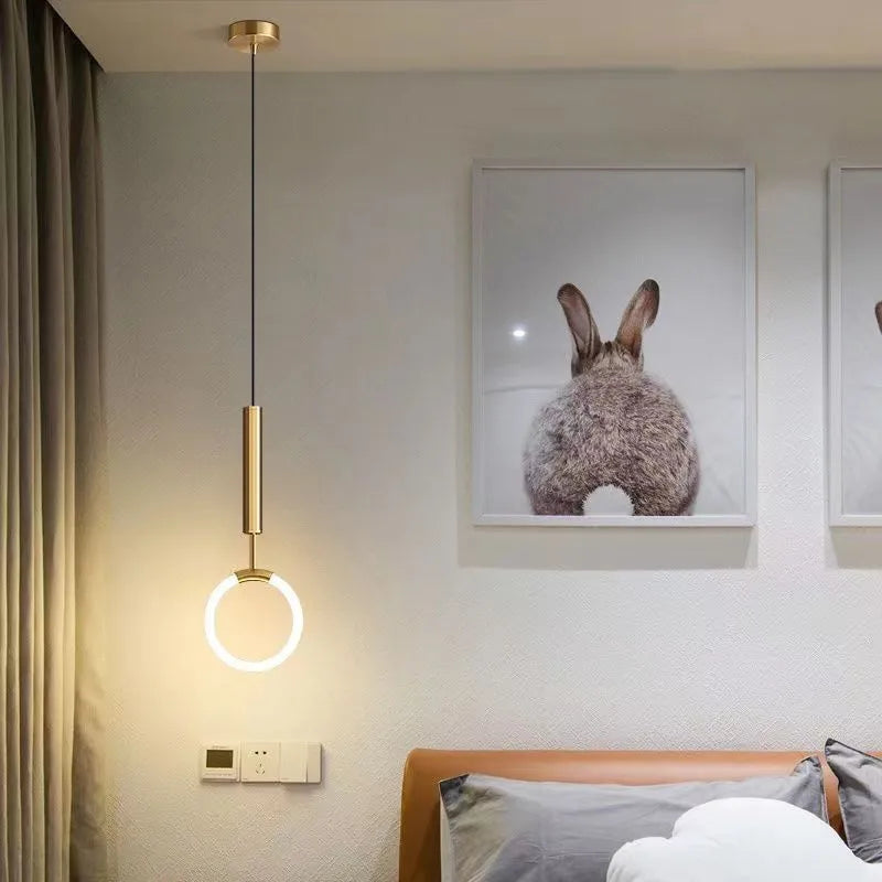Nordic U-shaped bedroom chandelier pendant light with minimalist design and tri-colour dimming