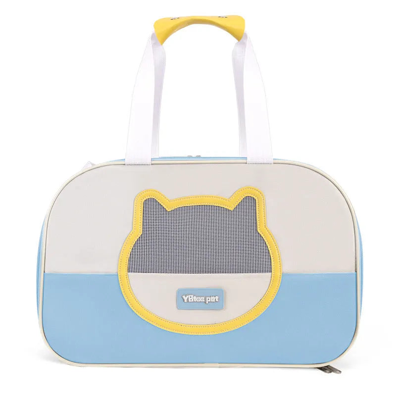 Foldable cat school backpack in Oxford cloth with contrast colour pattern and breathable design