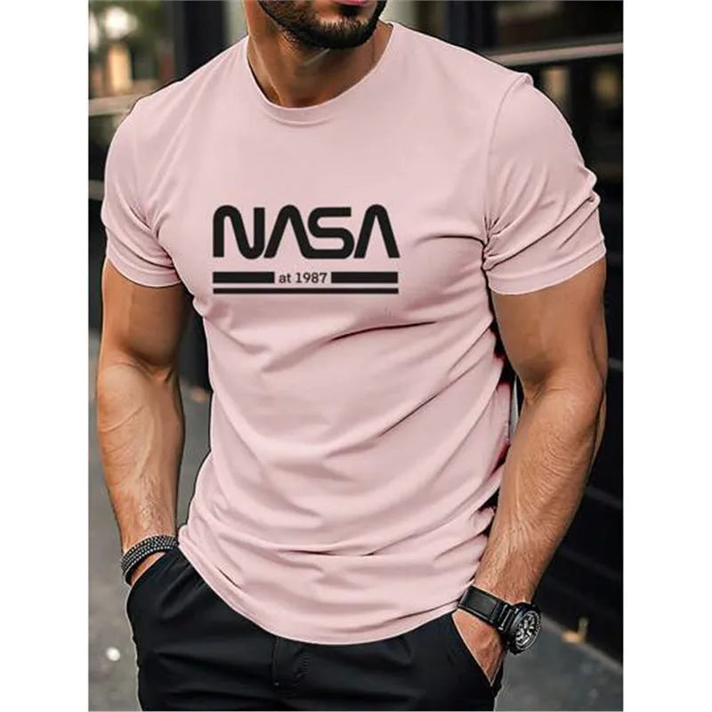Men's slim-fit printed letters short sleeve t-shirt in multiple colour options