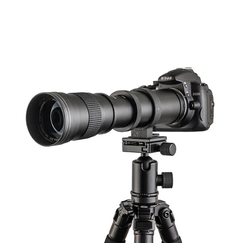 420-800mm manual telephoto zoom camera lens with extending barrel and 67mm filter thread