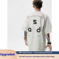Cotton loose fit t-shirt with letter print design on front, showing round neck and short sleeves