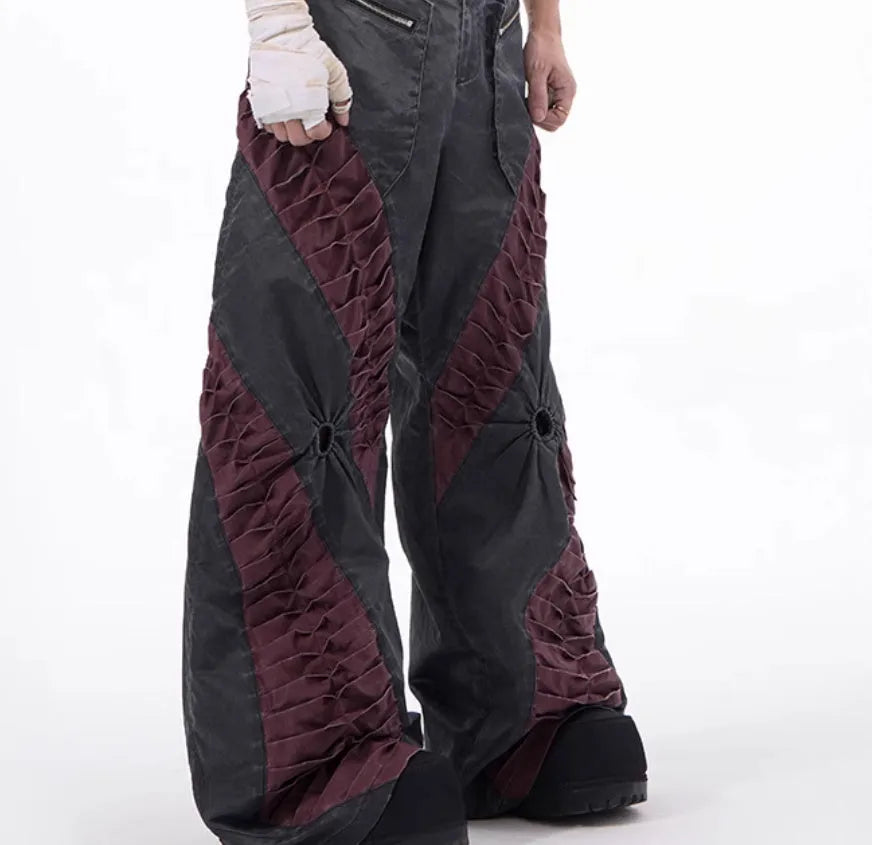 Retro three-dimensional keel casual sports pants in solid colour rayon viscose fabric