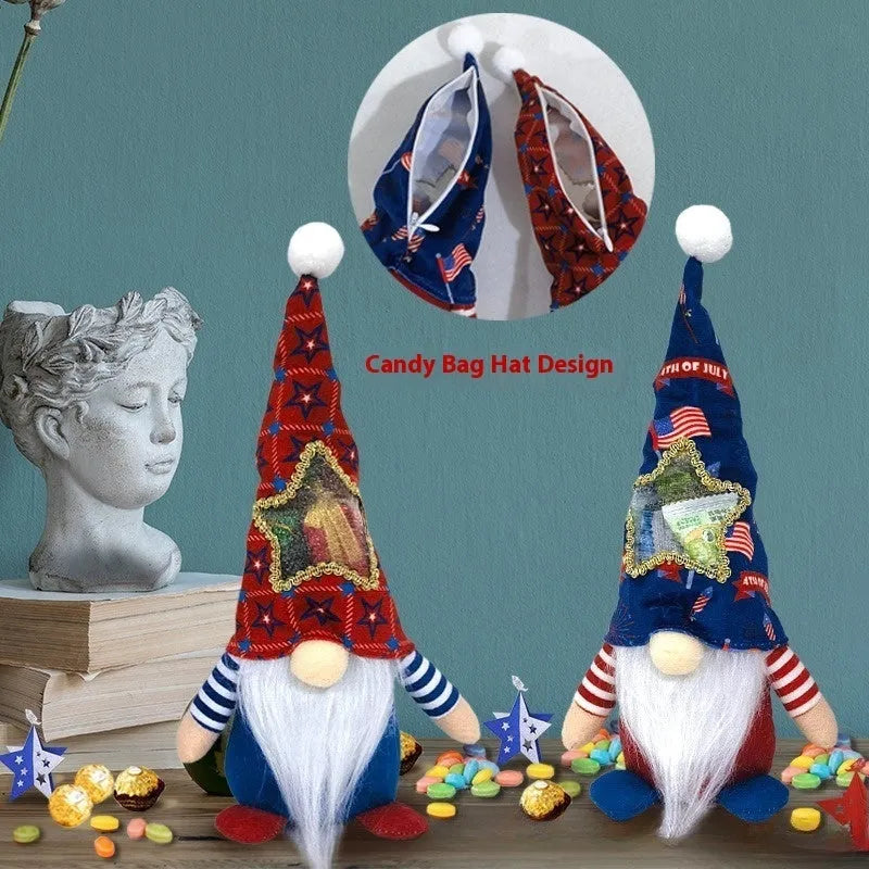 Two faceless Rudolf baby doll Christmas decorations in suit style with cloth construction
