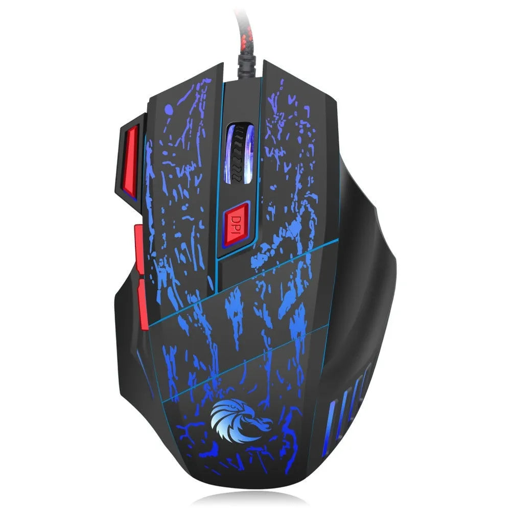 Water Crack colour luminous gaming mouse with USB cable, black H300BK finish, ergonomic shape