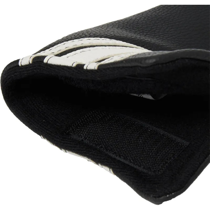 Black PU leather golf head cover case with zippered closure for push rod protection
