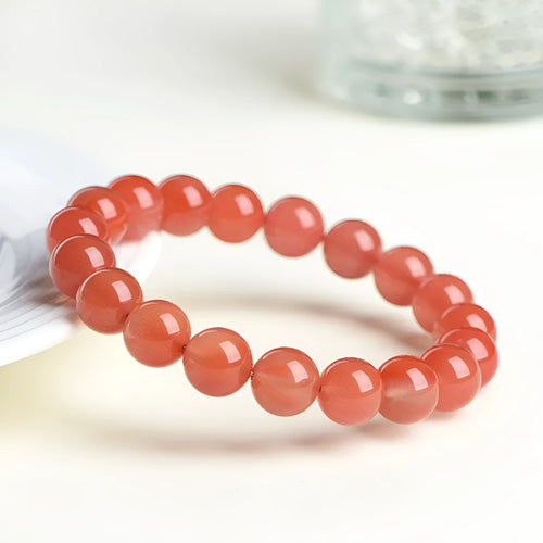 Natural South Red Cherry Red agate bracelet with polished scattered beads in multiple size options