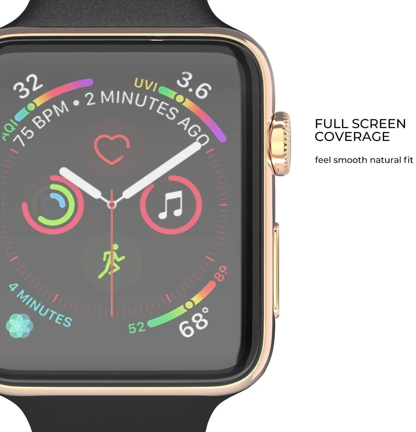 PMMA curved screen protective film for Apple Watch, transparent black colour
