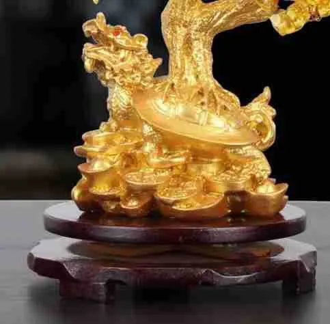 Citrine resin money tree ornament with small water turtle design for Feng Shui decoration