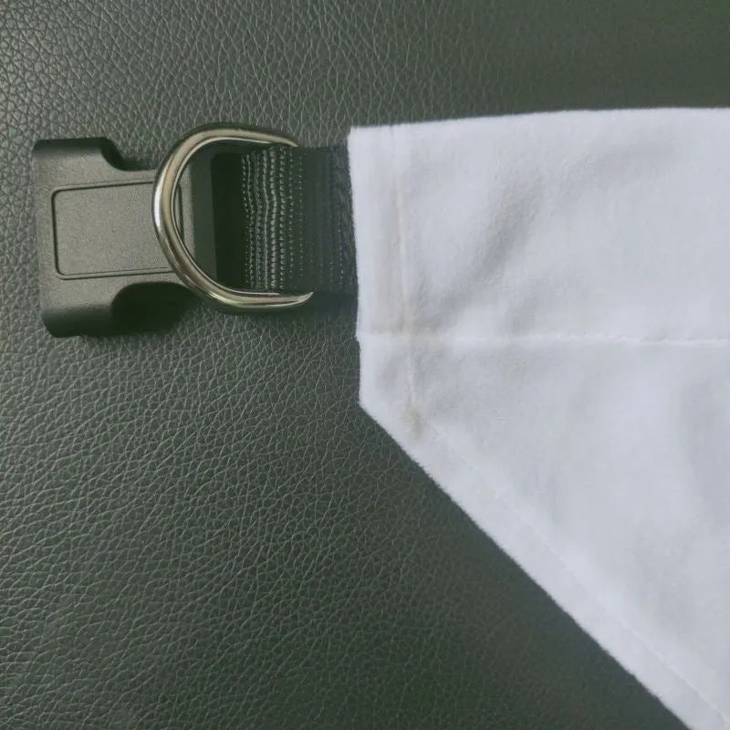 Blank white polyester dog scarf for thermal transfer, size M 19cm x 11.5cm