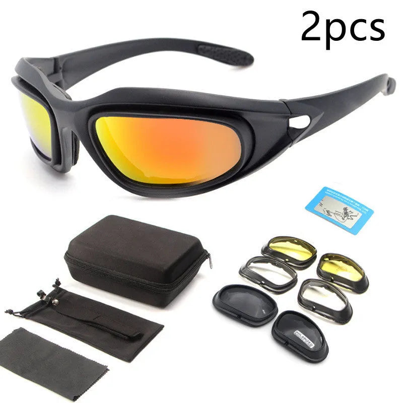 Tactical polarized sunglasses with sports full-rim frame for outdoor cycling