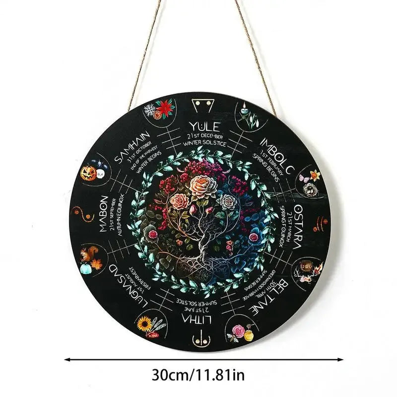 Wooden holiday decorative pendant with American style boxwood carving showing rose disc design