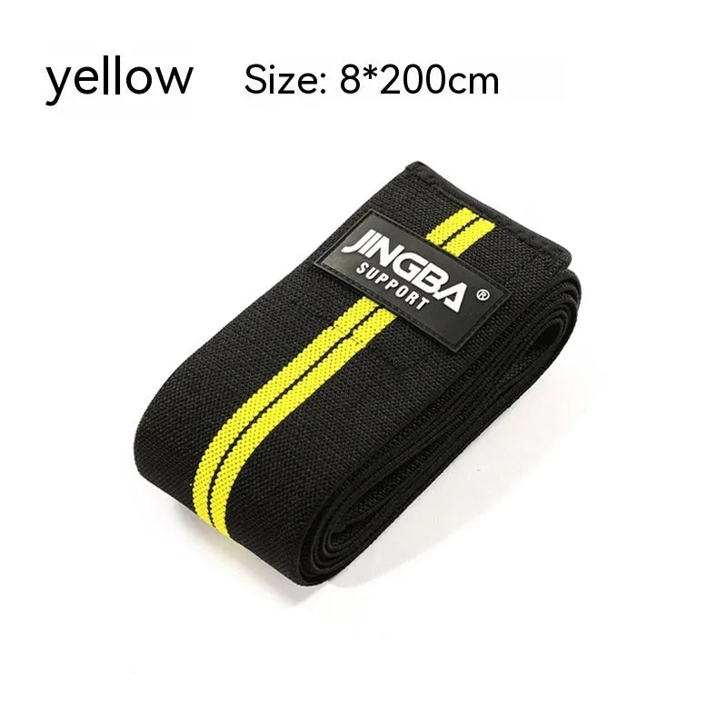 Adult free size adjustable knee pads for weightlifting and cycling in blue, yellow, red, and grey colours