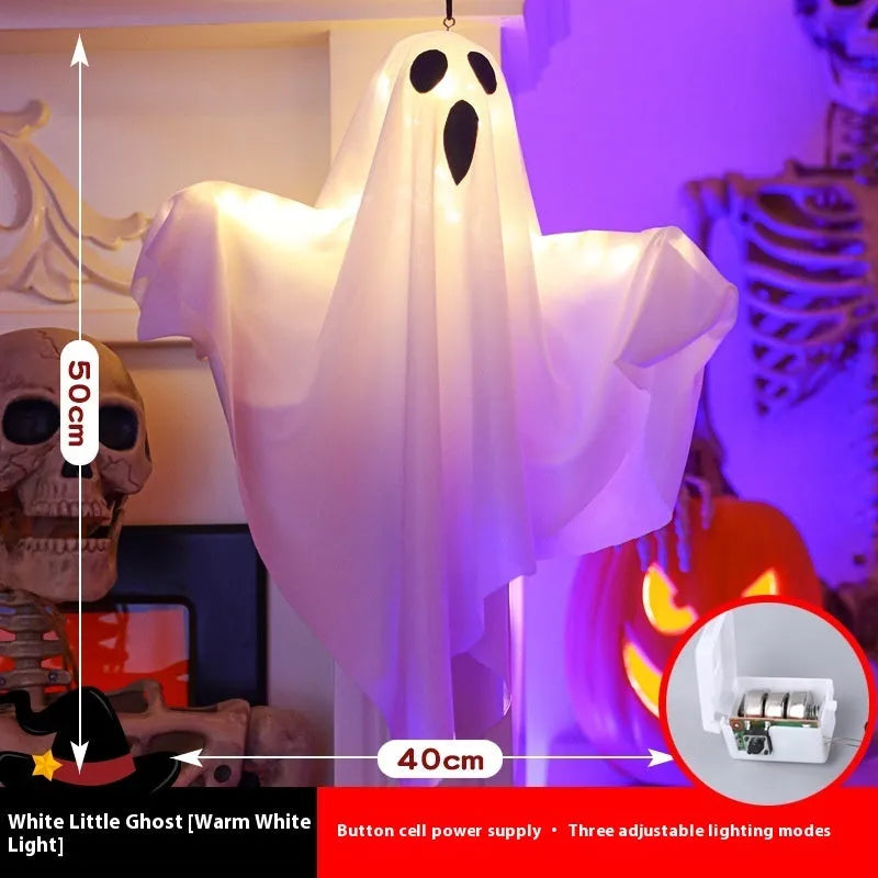 White ghost horror ambience light with cloth construction for Halloween decorations