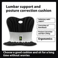 Grey ergonomic seat cushion for office chair waist support and posture correction.