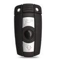 Black BMW CAS3 semi-intelligent 3-button remote car key fob with metal and plastic construction.
