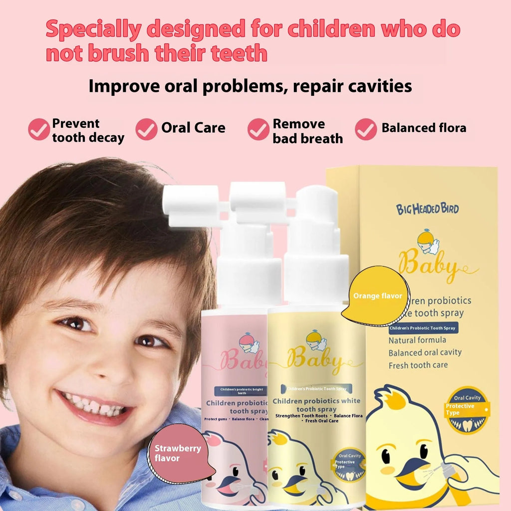 Children's probiotic anticavity oral spray bottle in 40ml size with flavour options
